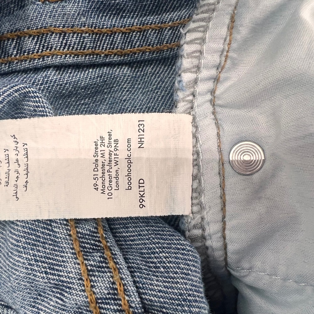 PrettyLittleThing Womens High Waisted Straight Leg Jeans Blue Side Slit Size 10 - Picture 9 of 14